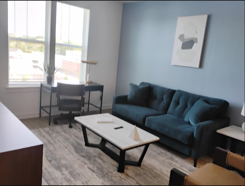 Tidy home office and lounge with dust-free surfaces